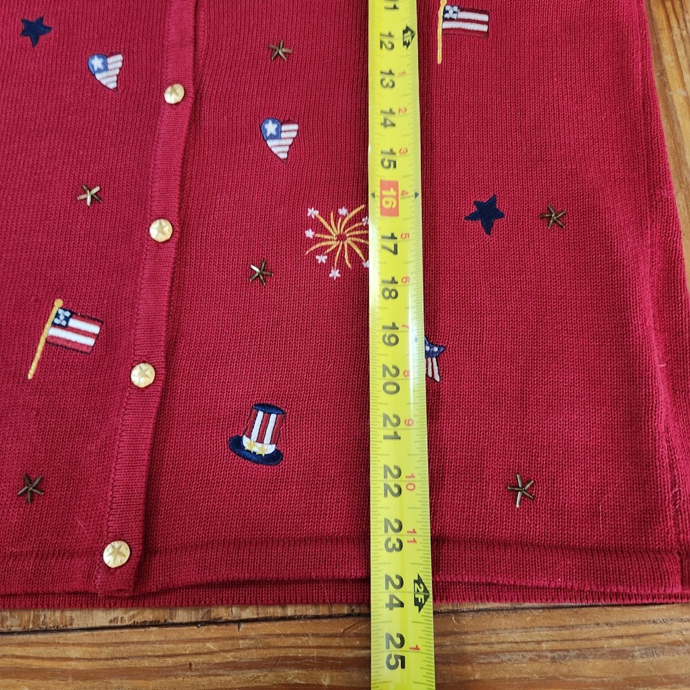 Croft & Barrow Lrg 4th of July Embroidered Button Cardigan‎ Vintage Patriotic - Picture 10 of 13